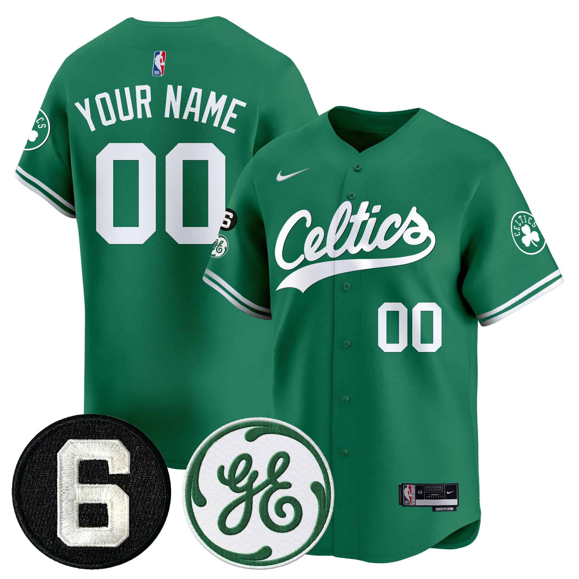 Men Boston Celtics Green 2024 Nike Bill Russell & John Havlicek Patch Custom Baseball NBA Jersey->customized nba jersey->Custom Jersey